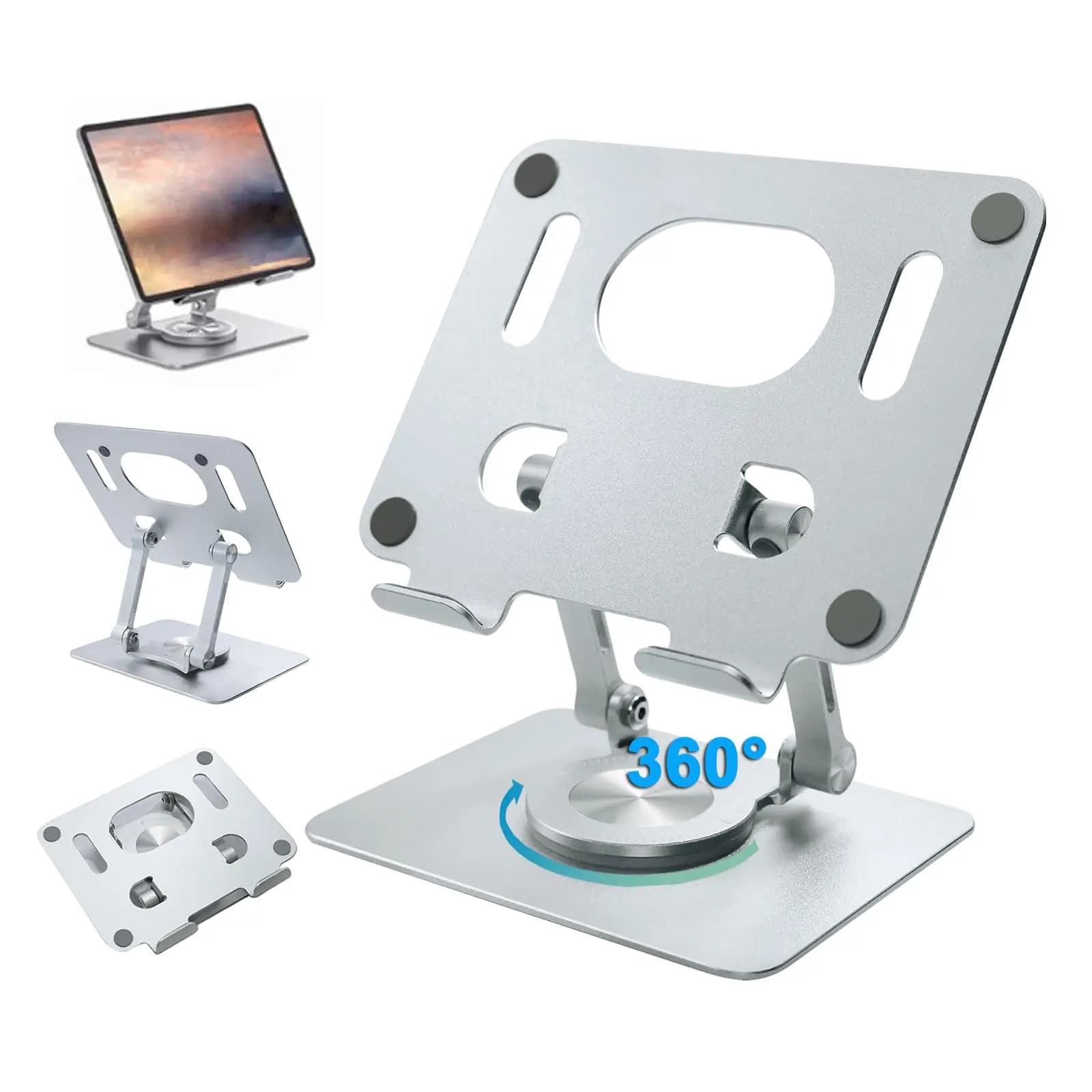 Drawing Tablet Stand Adjustable Foldable 360 Rotating Aluminum Holder for iPad Laptop Phone Notebook 5-12 Inch Ergonomic Desk