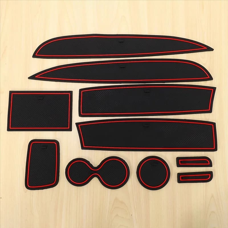 Durevole-10 Pz Car Styling Rosso Porta Scanalatura Zerbino Parti Per Renault Clio 4 Decorazione Interni Anti-Slip Cancello Slot Tazza Pad