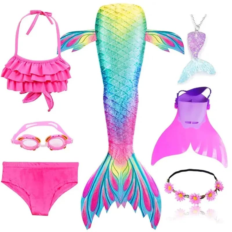2025 Nuovo Cosplay Belle Ragazze Nuoto Coda di Sirena Bambini Sirenetta Costume Cosplay Costume da Bagno Bikini Set per I Bambini possono