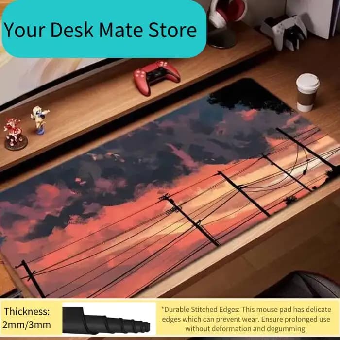 Tappetino per mouse Anime Cable Dusk, accessori da gioco, tappetino per tastiera XXL grande con bordo rinforzato 900X400 mm, tappetino da tavolo, mousepad da gaming