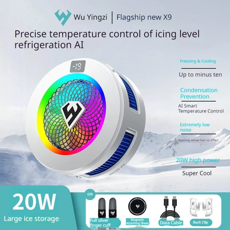 T-Wolf X7 X9 Ai Raffreddatore per Telefono e Tablet, Controllo Temperatura, Clip Magnetica, Protezione da Surriscaldamento ad Alta Potenza per Modelli Comuni