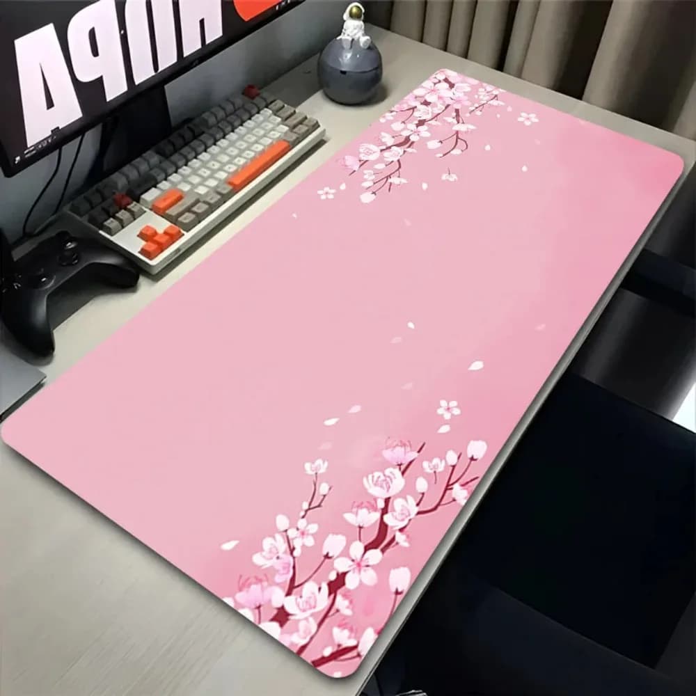 Tappetino per Mouse con Scenari di Sakura Giapponese, Stampa HD Anime Rosa, Grande Tappetino per Scrivania con Fiori di Ciliegio per Laptop, Tastiera e Ufficio