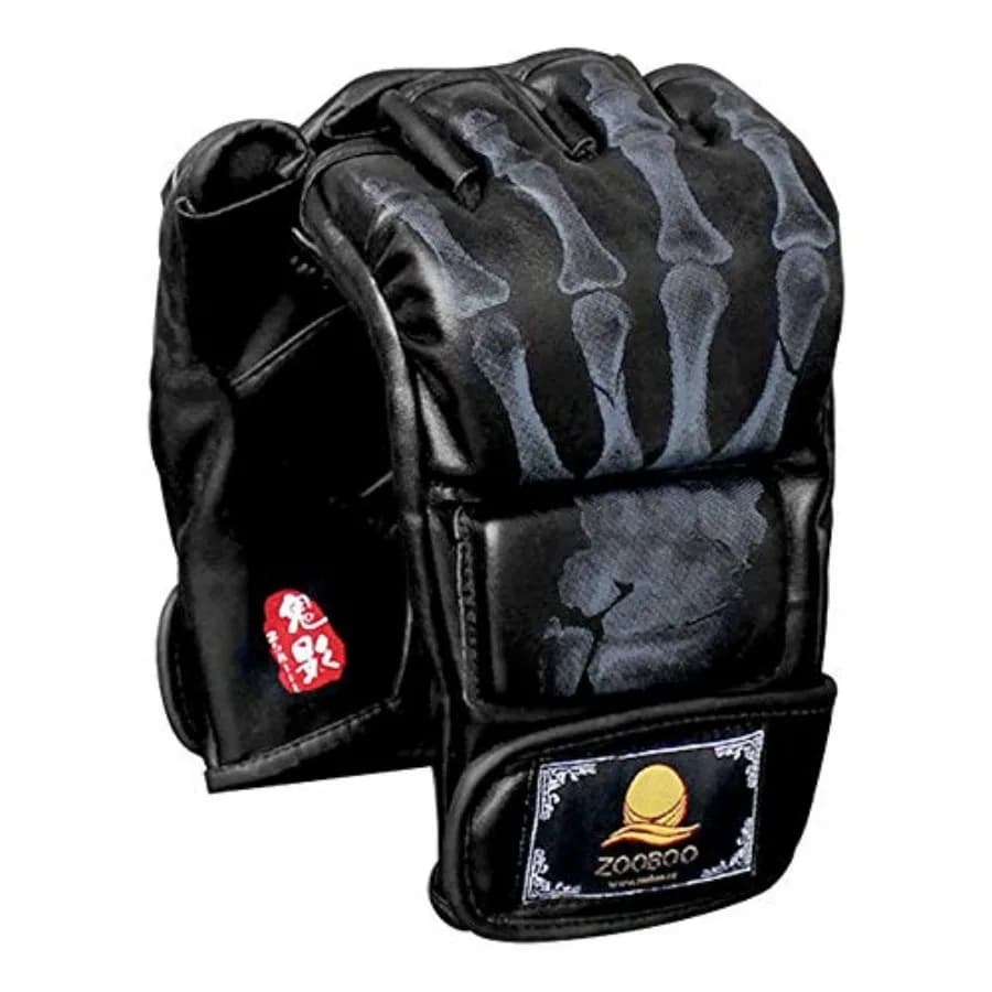 MMA Gloves, Half-Finger Boxing Fight Gloves MMA Mitts with Adjustable Wrist Band for Sanda Sparring Punching Bag Training