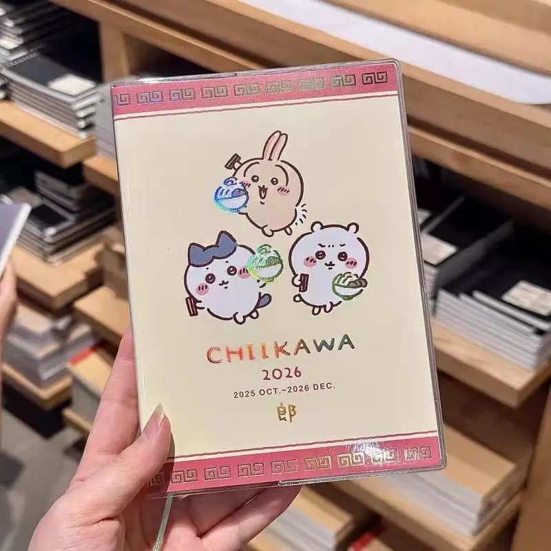 Cute Chiikawa 2026 Planner Schedule Book Pvc Cover Weekly Monthly Diary Journal Kawaii Cartoon Notebook Student Stationery