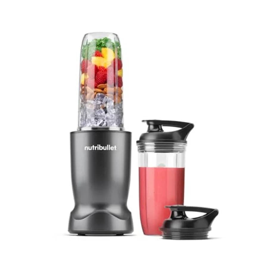Frullatore Personale Turbo, per Frullati, Smoothie, Preparazione Alimenti e Miscelazione di Ingredienti Congelati, Bicchiere da 32 Once, Bicchiere da 24 Once, 2 Contenitori da Viaggio con Coperchio Ribaltabile