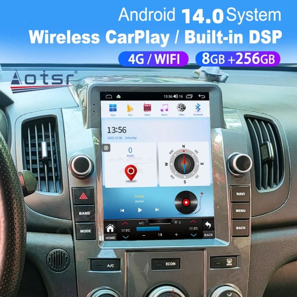 8 Core Per Kia Forte 2008 ~ 2012 Autoradio Stereo Lettore Multimediale Android 14 Per Tesla 9.7 '' Auto GPS di Navigazione Carplay HD