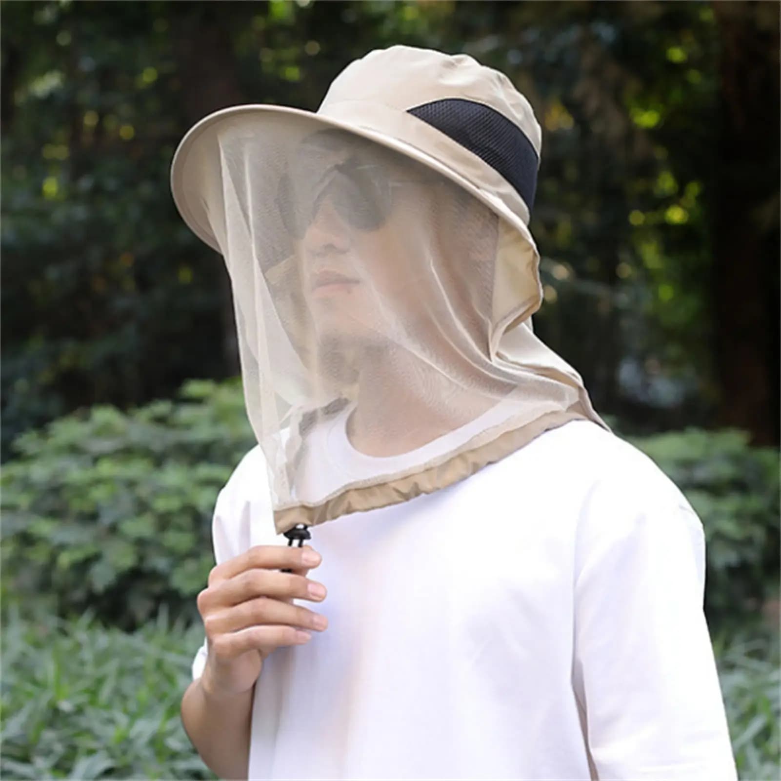 Outdoor Head Face Mask Hat Net Cover Anti-mosquito Cover Mosquito Net Cap Travel Breathable Head Mesh Covers Fishing Caps