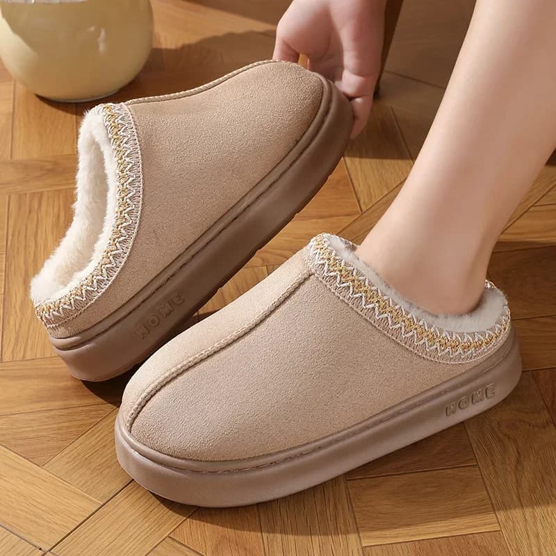 Pantofole da casa in EVA con fondo spesso da donna 2026, antiscivolo, invernali, in cotone, calde, pelose, con plateau, per coppia, taglia 45