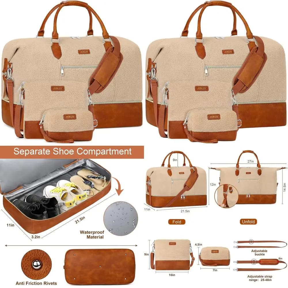Borsa da Viaggio per Donna: Grande Borsa in Nylon con Scomparto per Scarpe, Ideale per Viaggi di una Notte