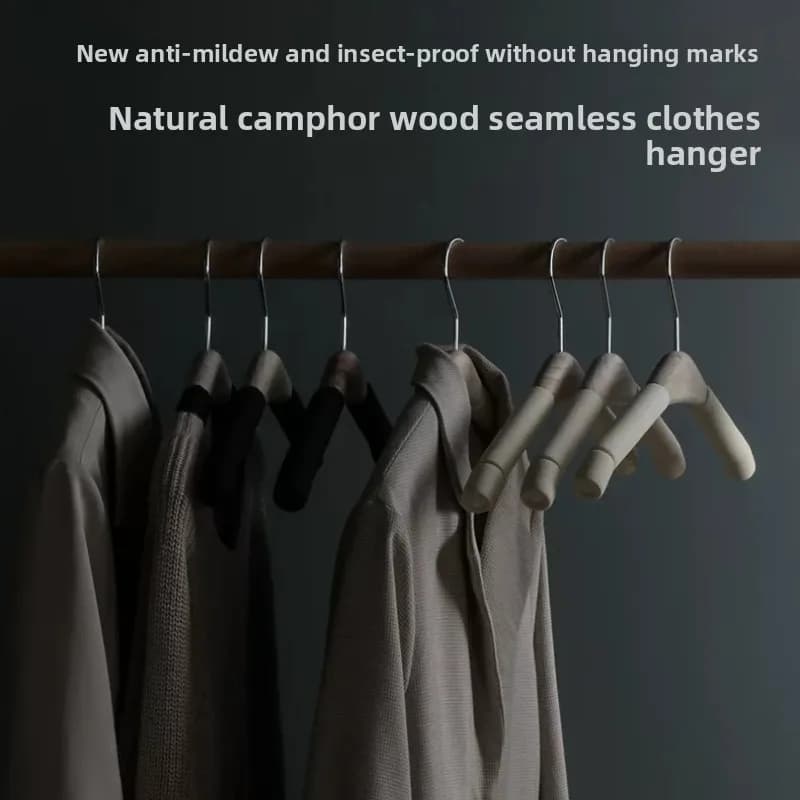 Camphor Wood Non Slip Hanger Anti Wrinkle Shoulder Guard Clothes Rack Multifunctional Wardrobe Organizer Natural Suits Hanger
