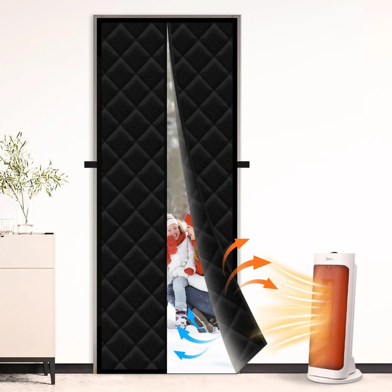Magnetic Thermal Door Curtain, 40"x84", Blocks Drafts, Saves Energy