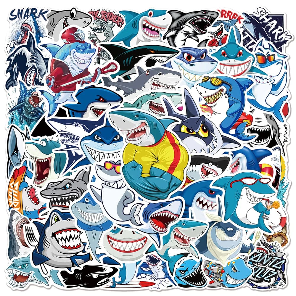 10/30/50 Pezzi Adesivi Divertenti con Animali Marini e Squali, Graffiti Creativi per Skateboard, Notebook, Telefono, Bicicletta, Regalo