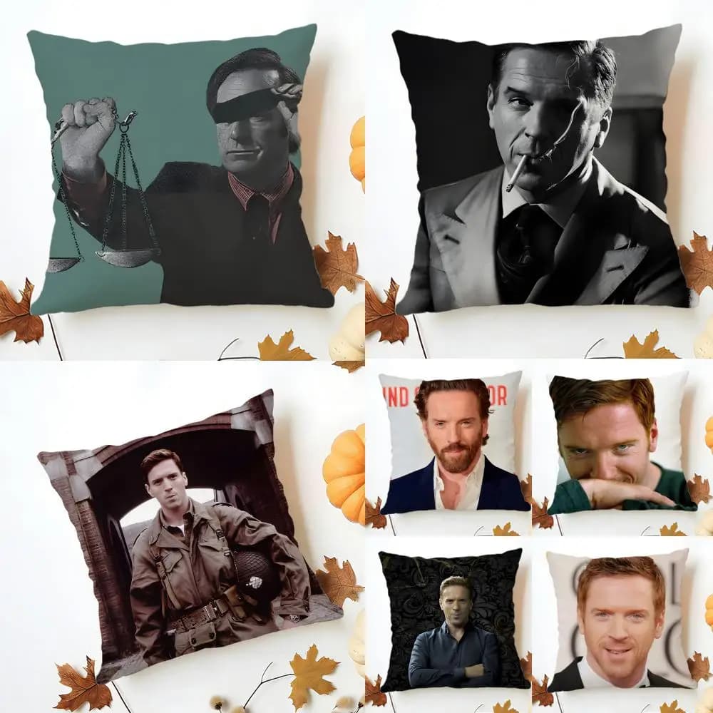 COOL D-Damian Lewis Cushion Cover Washable Linen Pillowcase Soft for Sofa Bed Cozy Home Room Decor