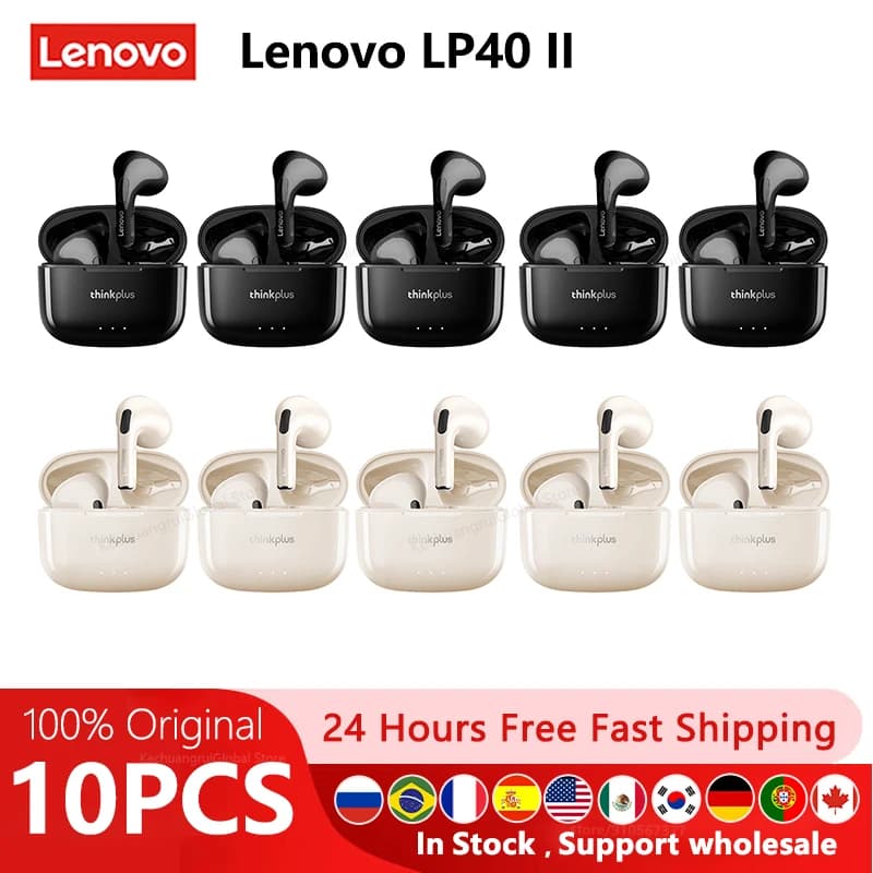 10PCS Lenovo LP40 II Originale 5pcs lp40plus Auricolari Senza Fili Bluetooth 5.3 Cuffie TWS Sport Riduzione Del Rumore Touch Control