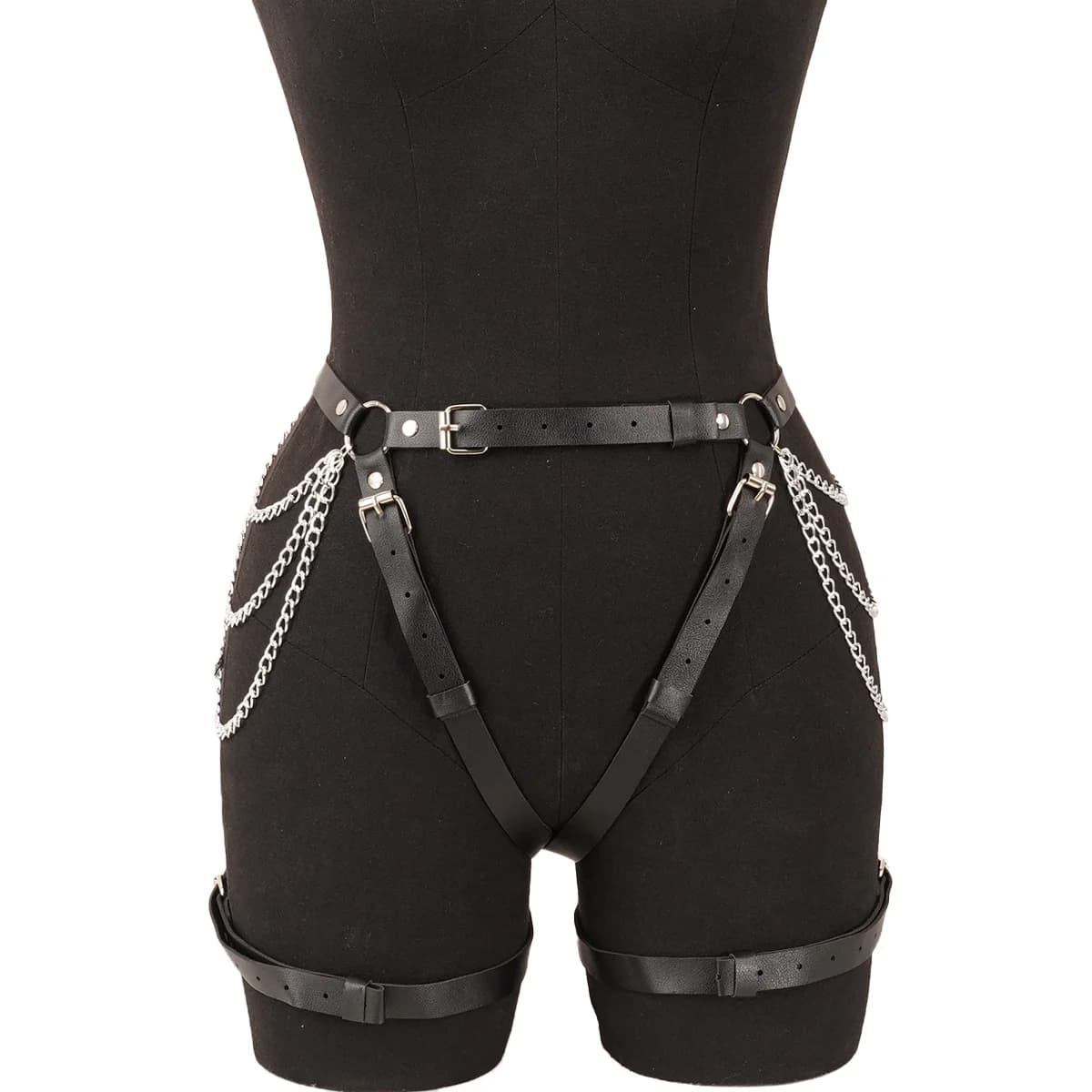Cintura Gotica in Pelle PU con Catena per Donna, Giarrettiera Gotica, Fascia per Coscia