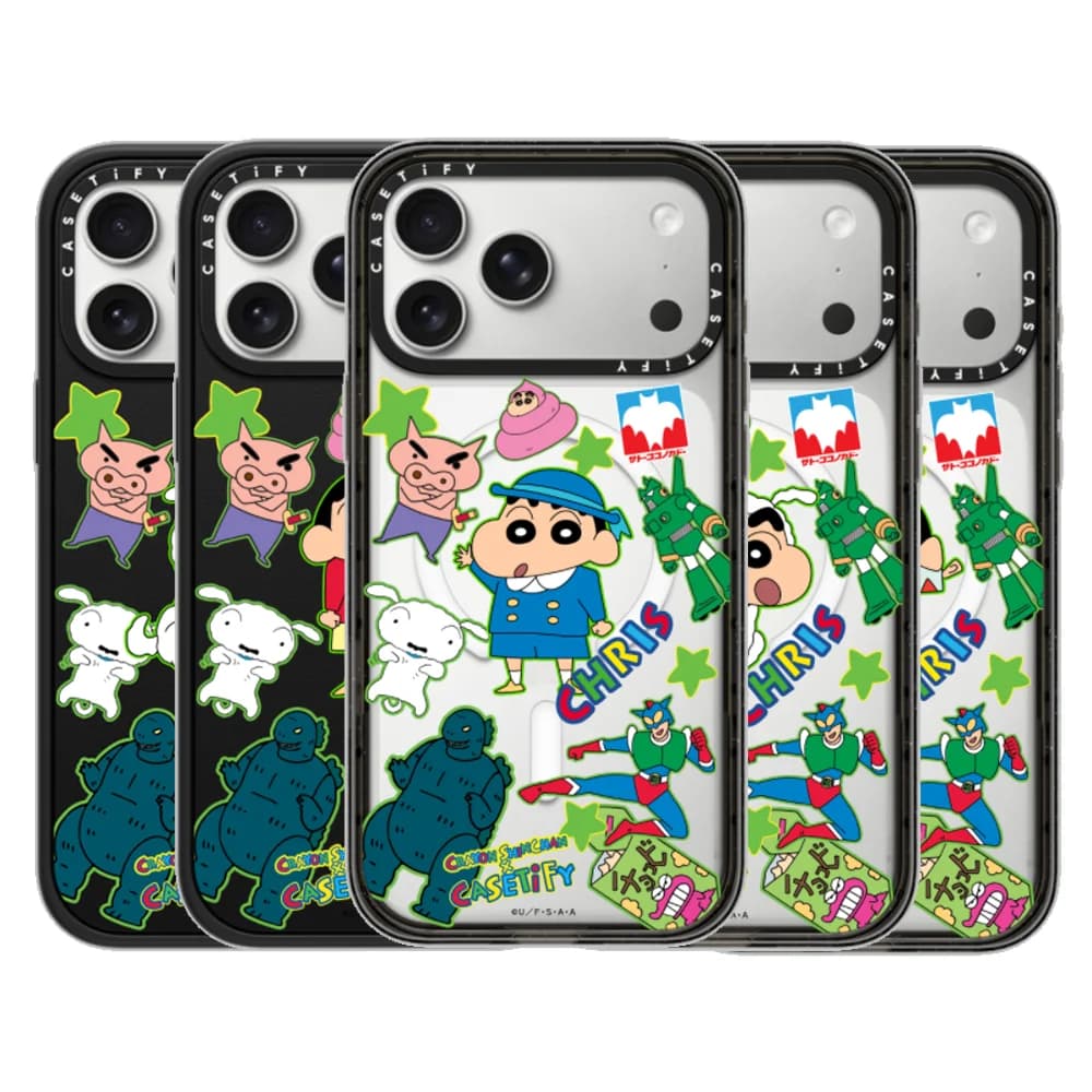 CASETiFY Serie Cartoon Crayon Shin-chan, Custodia Magnetica Antiurto per iPhone 13 15 16 17 Pro Max Air 14 Plus, Cover Protettiva