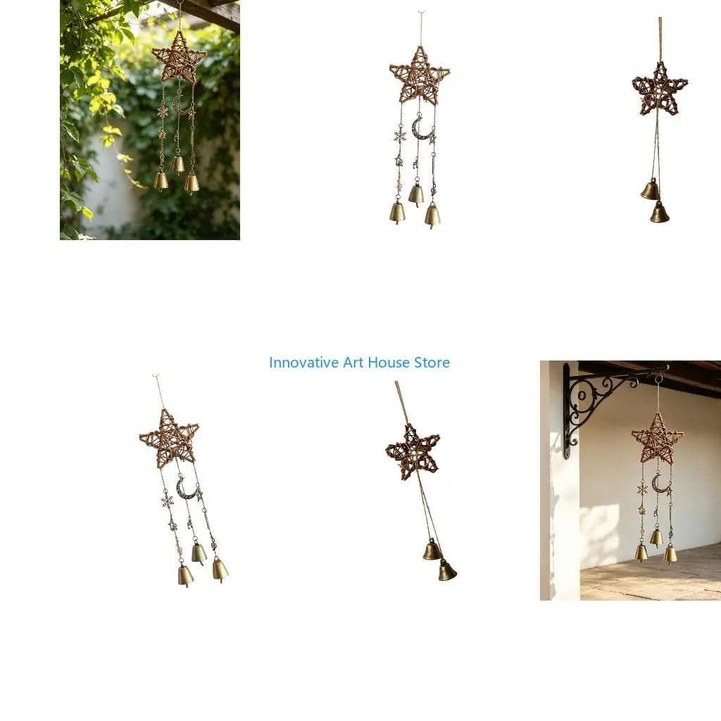 E1PC Handmade Wind Chimes with Tiered Suspended Star Hanging Display