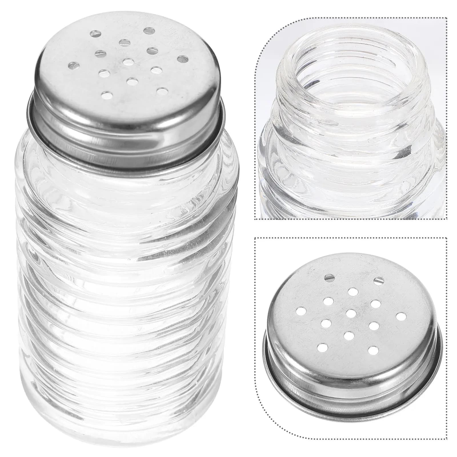 Set di 2 Saliera e Pepiera in Vetro, Piccoli Dispenser per Spezie, Bottiglie Portatili per Condimenti da Cucina