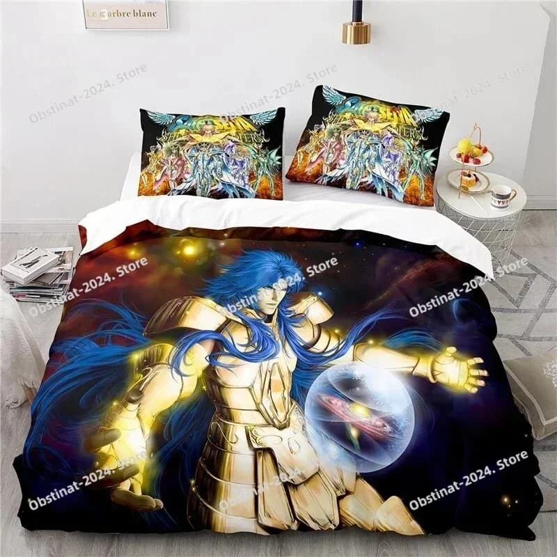 Anime Saint Seiya Set biancheria da letto Copripiumino Camera da letto Copripiumino Singolo Twin King ​ Copripiumino taglia Tessili per la casa