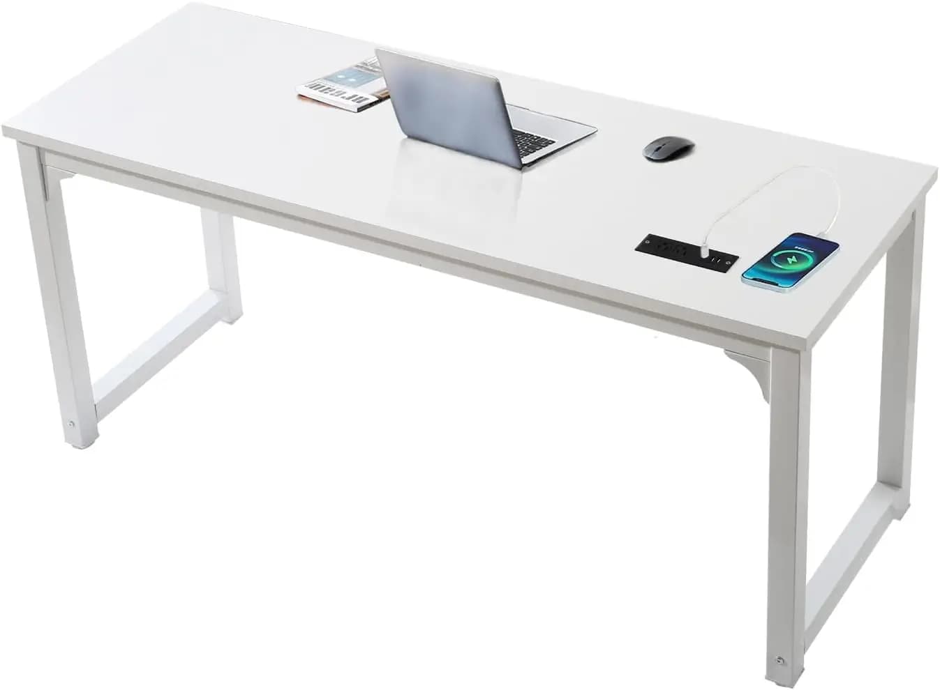 Scrivania per Computer Grande - Tavolo da Ufficio da 63 Pollici, Scrivania per Studio e Gaming, Tavolo Moderno Semplice in Legno con Standard USA