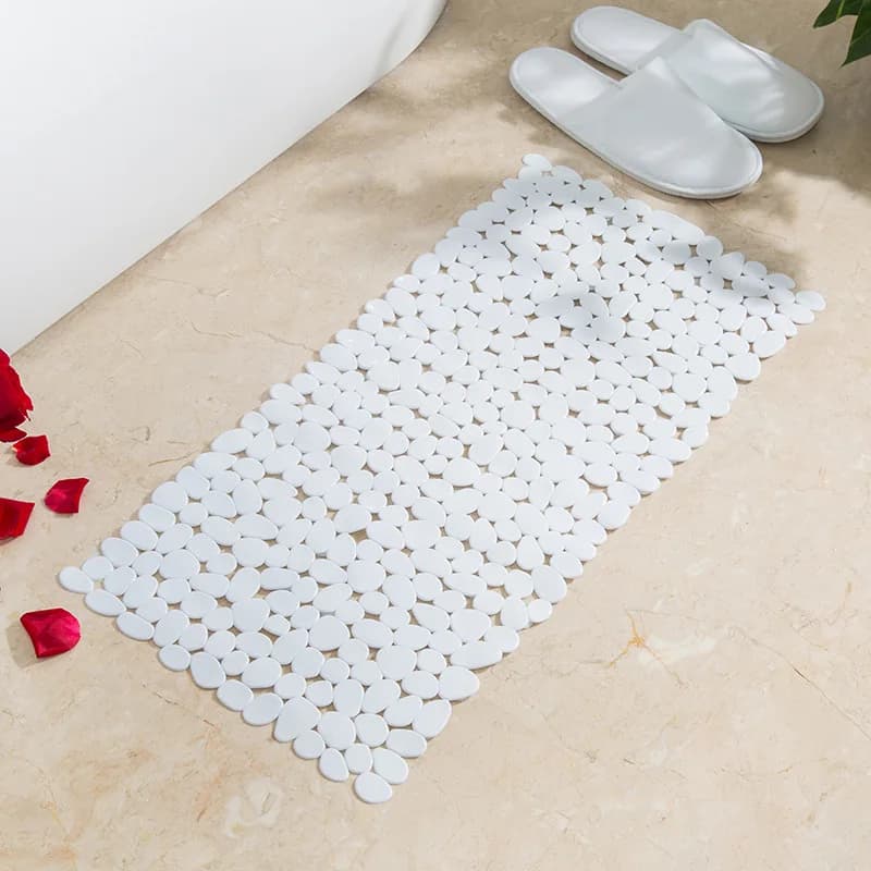 Tappetini da bagno antiscivolo lavabili in lavatrice doccia a forma di ciottolo vasca da bagno con fori di scarico ventose per accessori da bagno