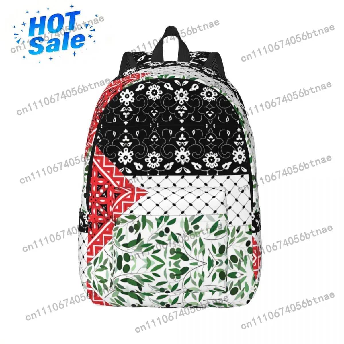 Palestinian Flag With Patterns Of Olives Keffiyeh Backpack Sport Backpacks Unisex Colorful Soft High School Bags Kawaii Rucksack