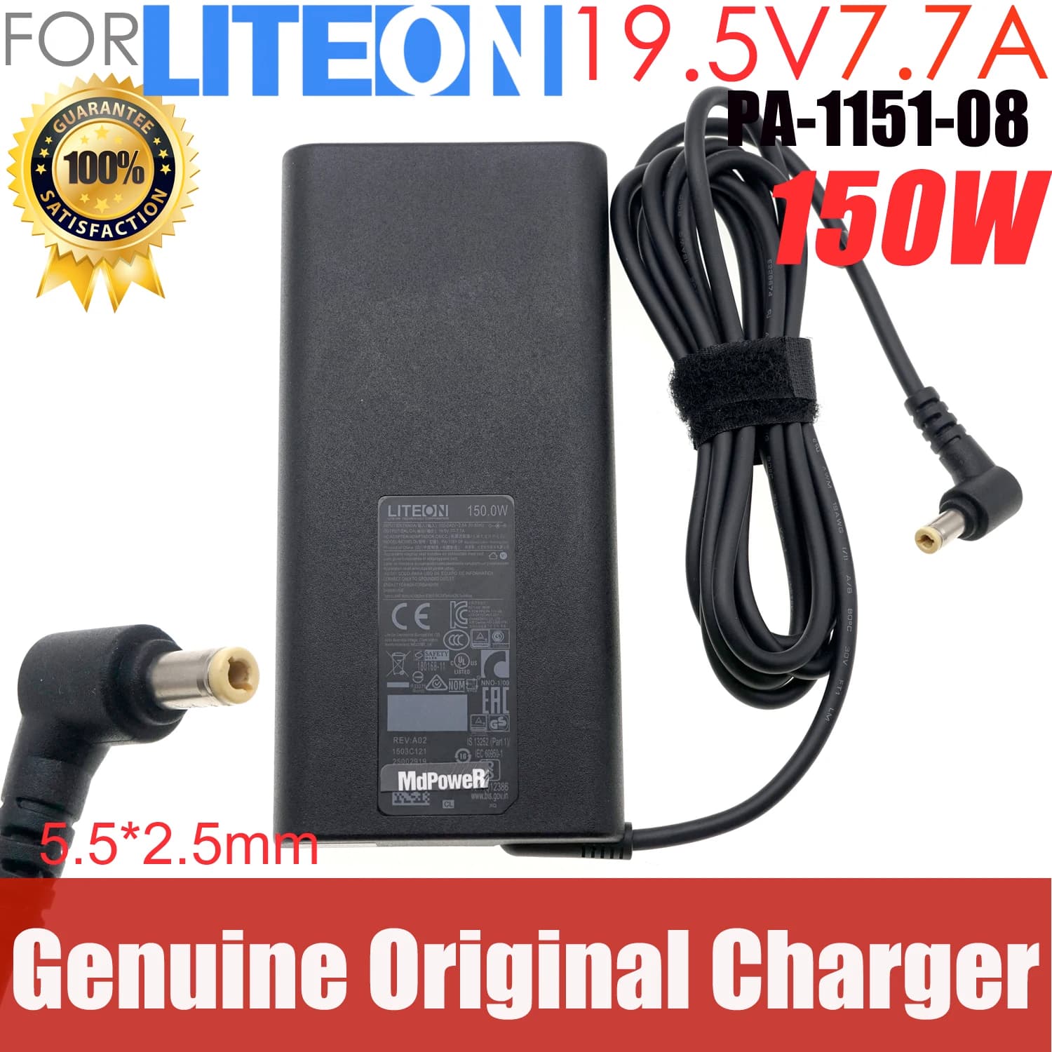 Caricatore adattatore CA originale LITEON 19,5 V 7,7 A 150 W PA-1151-08 per alimentatore per laptop MSI GL62M 7RDX MS-16J9 OEM originale