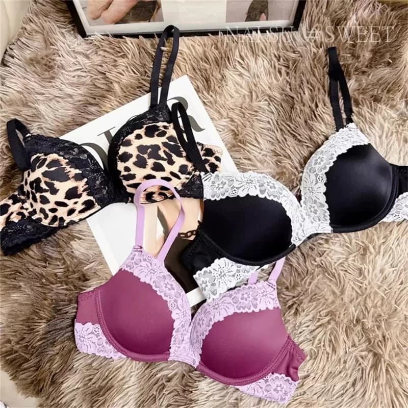 Reggiseno push-up francese con scollo a V profondo per seni piccoli, senza ferretto, con schiena decorata, coppa imbottita, intimo femminile contenitivo