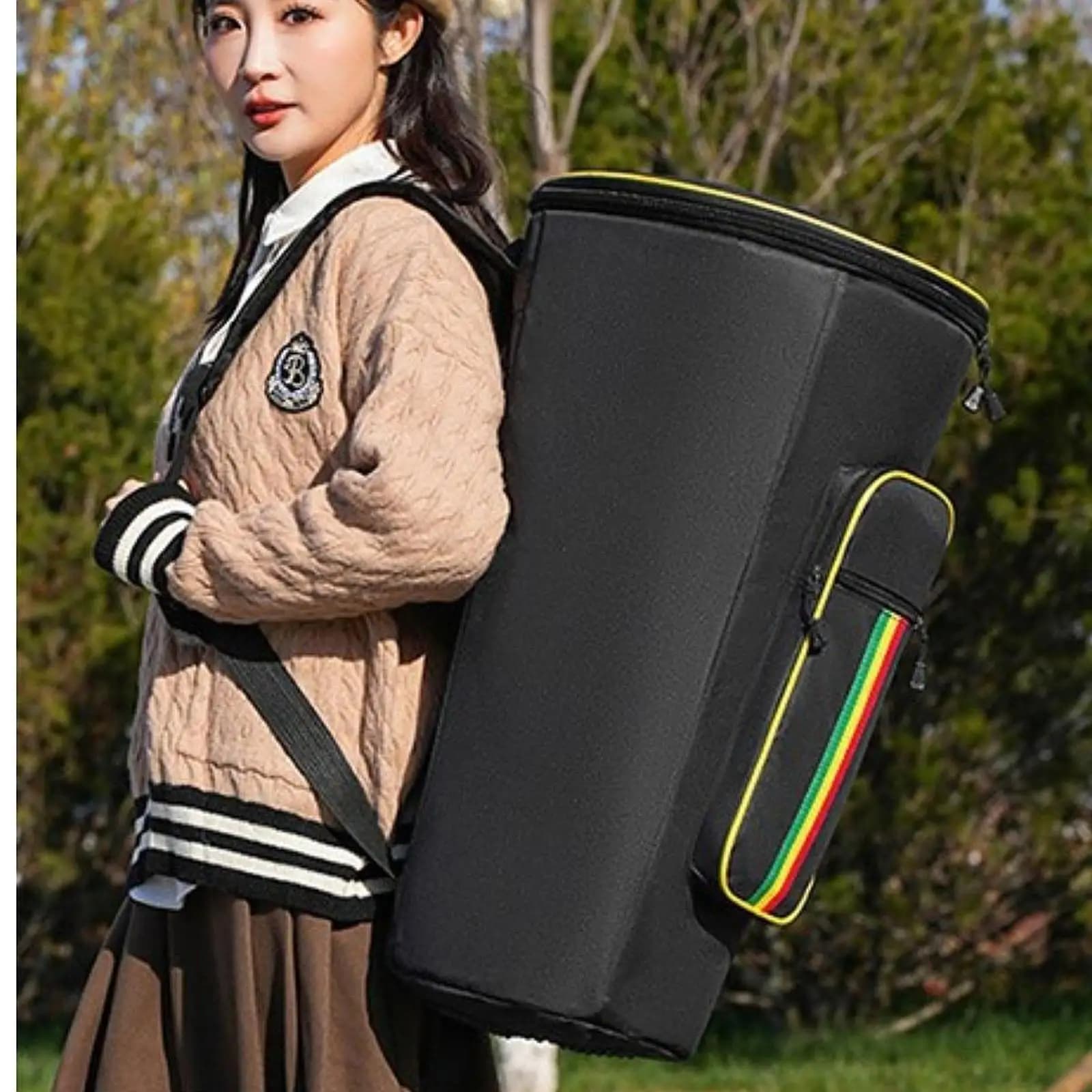 Borsa Portatile per Djembe in Tessuto Oxford, Zaino Imbottito con Tracolla Regolabile, Custodia per Strumenti a Percussione