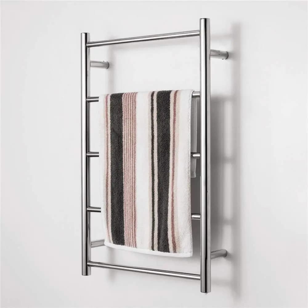 Scaldasalviette Elettrico in Acciaio Inossidabile, Portasalviette Riscaldato con 5 Barre per Bagno, Cucina, Hotel 800x500x120mm, Cablaggio Nascosto