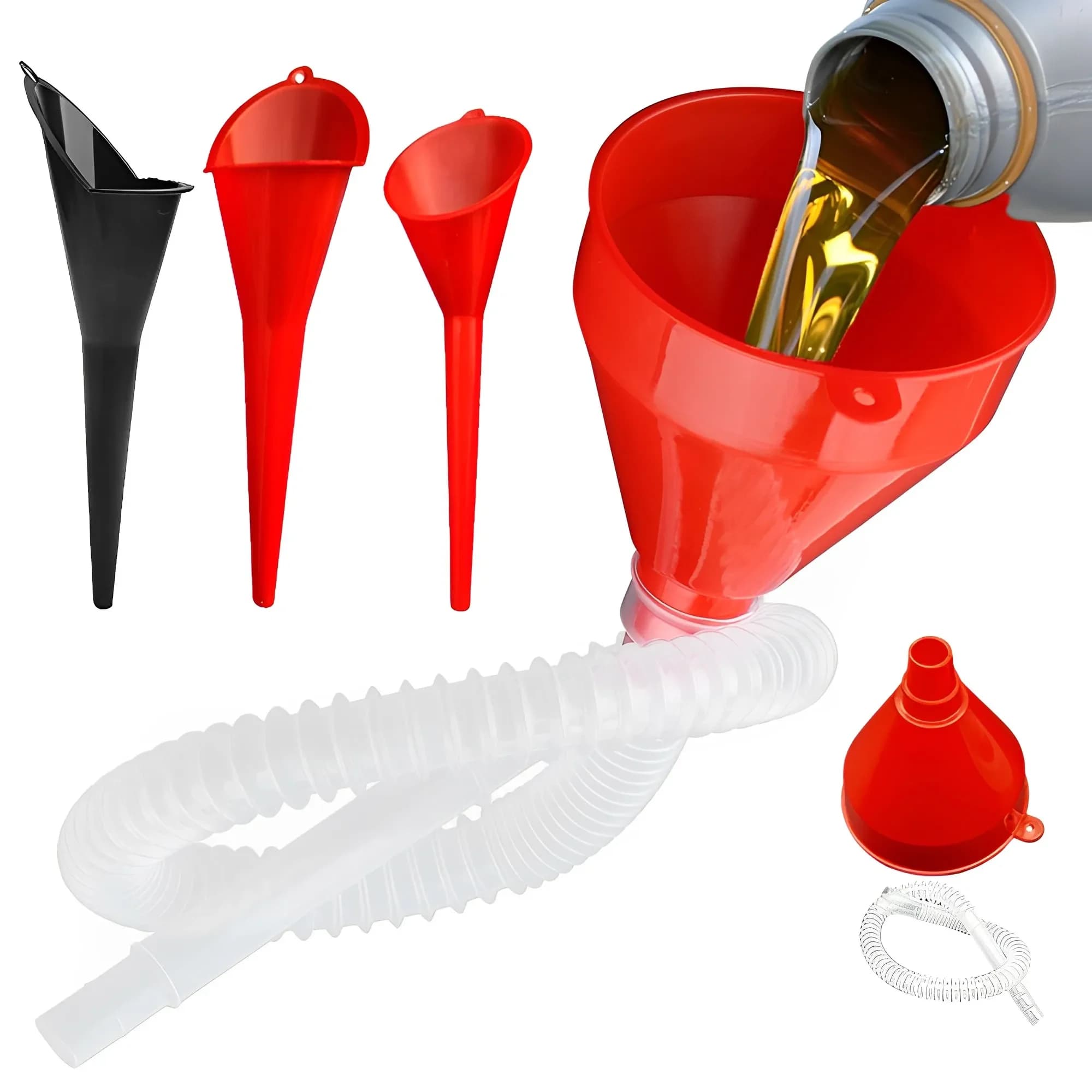 Imbuto di rifornimento per tubi lunghi per auto, telescopico, staccabile, prolunga per tubo flessibile, strumenti di riempimento, per auto, moto, motore, benzina, olio