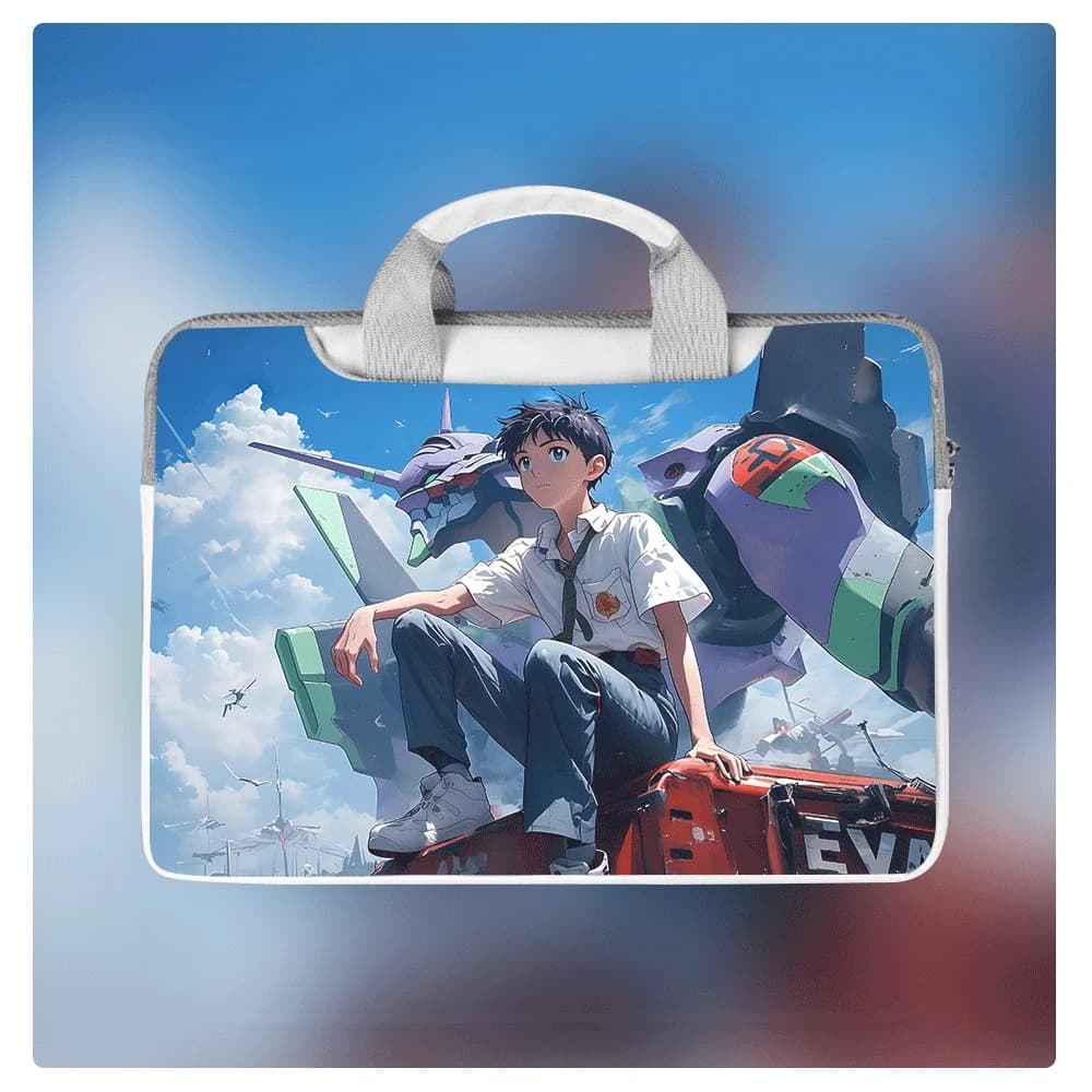 Borsa per laptop con stampa anime EVA Cartoon da 12-16 pollici, borsa protettiva impermeabile in PU, borsa a tracolla portatile per Apple Dell Asus