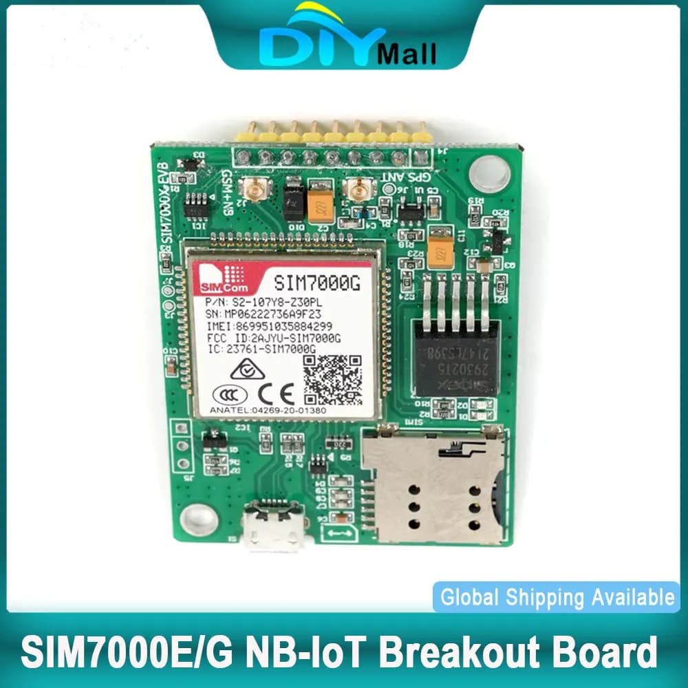 SIM7000E/G NB-IoT Breakout Board Mini GSM LTE-M Modulo GPS per Arduino Raspberry Pi IoT e rilevamento veicoli Progetti fai da te