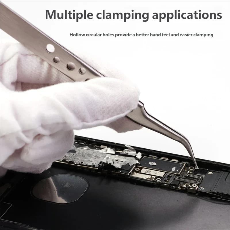 TE-A045 Precision Industrial Tweezers Anti-static Stainless Steel Tweezers Set For Electronics Soldering Maintenance Hand Tools
