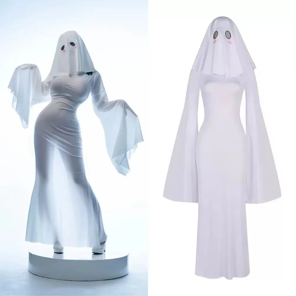 Mrs. Apricot with the Same Cute Ghost Dress Outfits for Women Party Costume 2025 Halloween Costumes Ghost Lady Cosplay Clothes