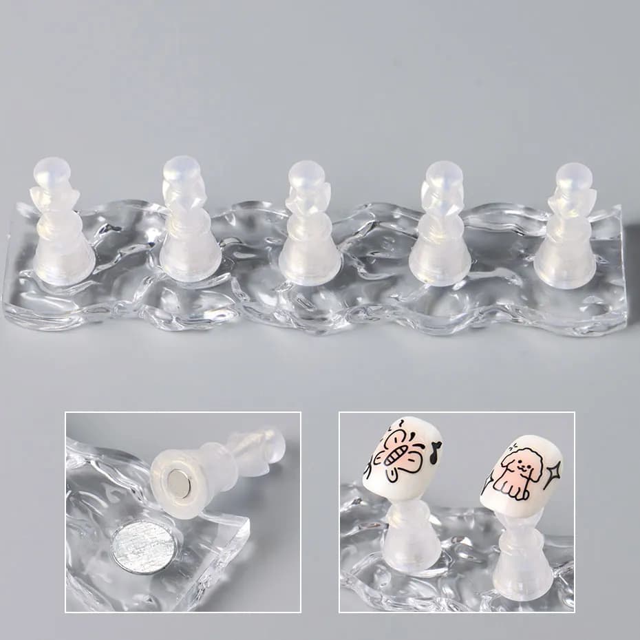 Aurora Scacchi Borad Espositore magnetico per nail art Espositore per unghie in resina Pratica punte per unghie con smalto gel che mostra strumenti per scaffali
