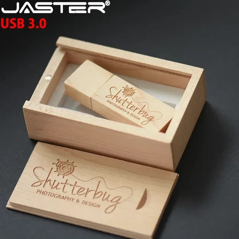 JASTER USB 3.0 Fotografia Logo personalizzato gratuito Confezione regalo USB in legno Chiavetta USB Pendrive in legno 8 GB 16 GB 32 GB 64 GB Regali di nozze