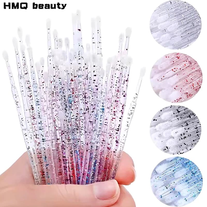 100 pcs Crystal Brush For Eyelash Cleansing Micro Eyelash Extension Lash Cotton Rope Removal Mascara Sticks Applicator Makeup Tools