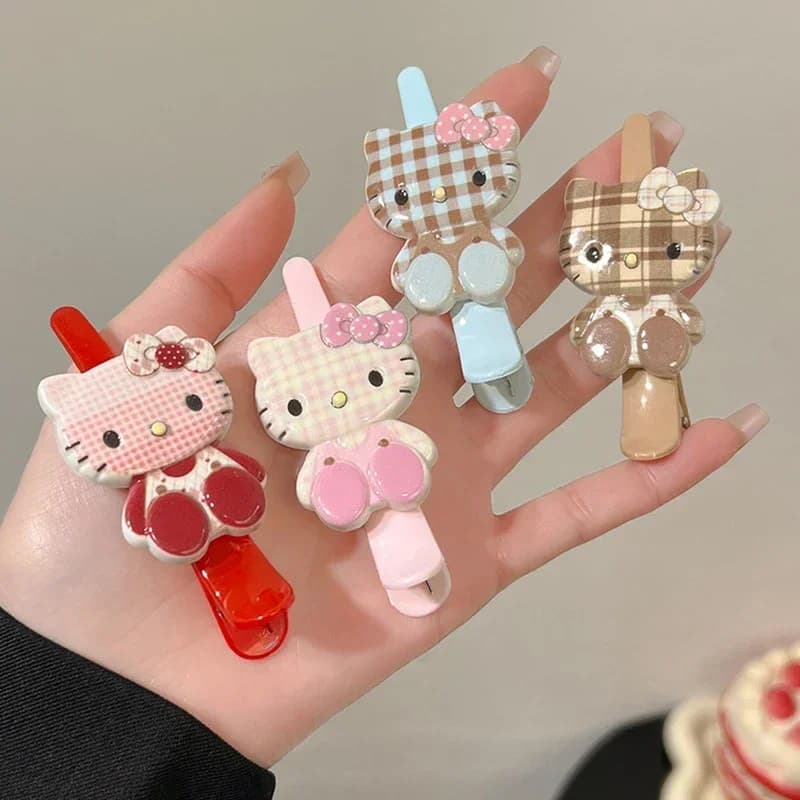 4-piece Hair Clip Set Hello Kitty Hairpin Alligator Bangs Barrettes Decorative Hair Pins Daily Hairstyle Styling Accessories