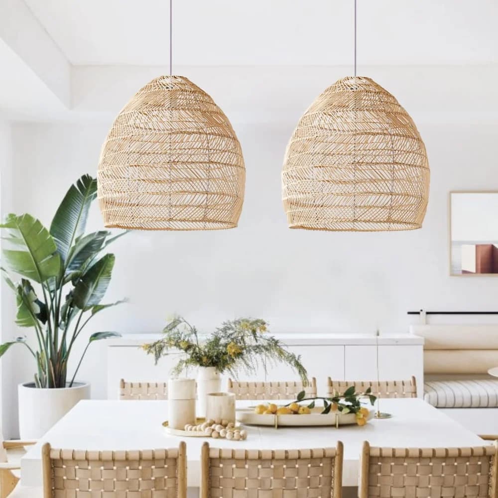 Paralumi a sospensione intrecciati in rattan, lampada a sospensione per isola della cucina, paralume artigianale fatto a mano per soggiorno, sala da pranzo