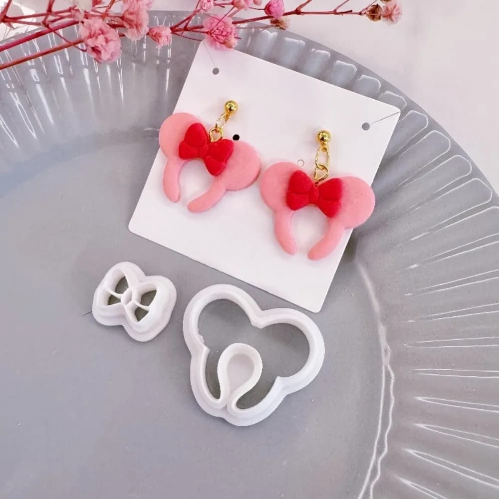 Set di 2 Stampi per Orecchini a Forma di Testa di Minnie Mouse in Argilla Polimerica, Strumenti per Creazione di Gioielli Fai-da-Te