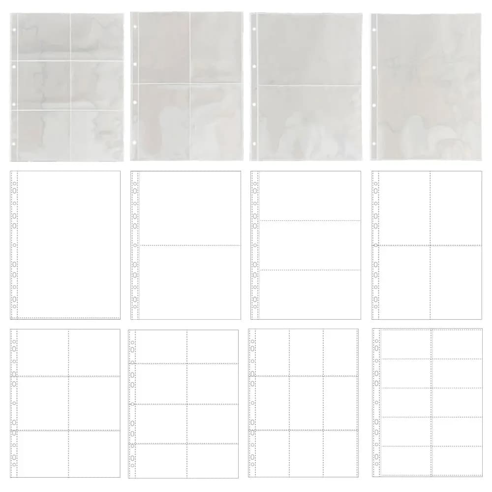A4 Clear 10 Pcs Album fotografico Refill Pages File Protector 4/11 fori 6x4 8x10 4/11 raccoglitore ad anelli fotocarte cartolina taccuino