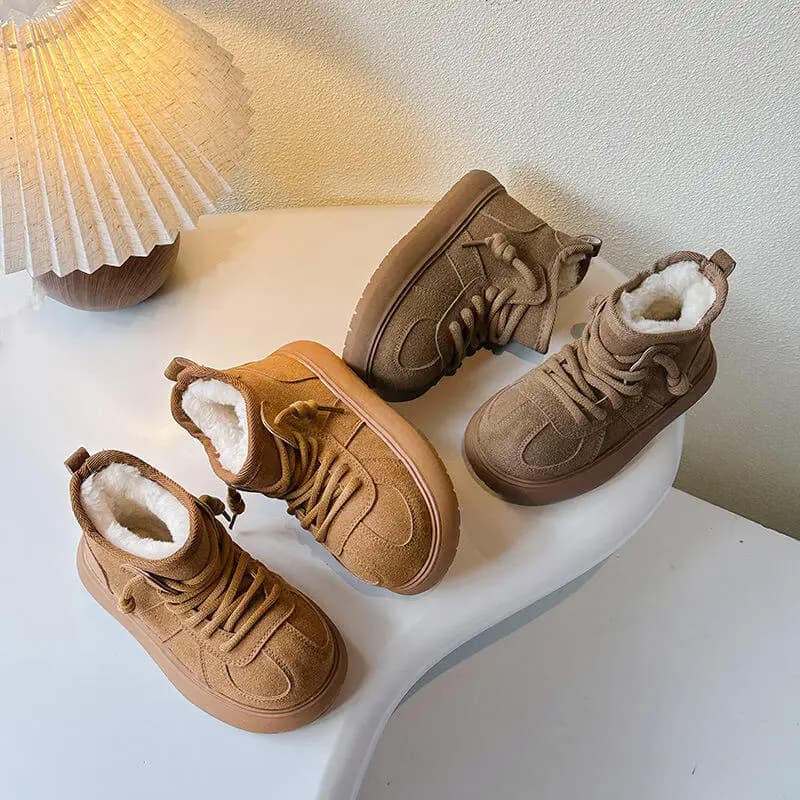 Ragazza Ragazzo Addensare Scarpe da ginnastica antiscivolo Inverno Tenere al caldo Scarpe di cotone foderate in pile All'aperto Bambino Kawaii Moda Nuova scarpa casual