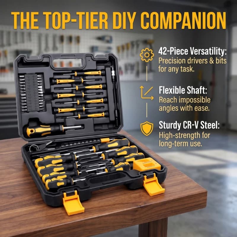 Professional Set of 43 Magnetic Screwdrivers with Seeds, Ties Tips, Phillips, Hexagonals and Torx for Fai-da- Repair ♪
