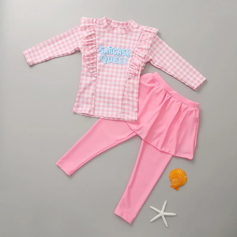 2024 nuovi vestiti per ragazze maniche lunghe pantaloni lunghi protezione solare da spiaggia costume da bagno diviso per bambini medi e anziani ad asciugatura rapida