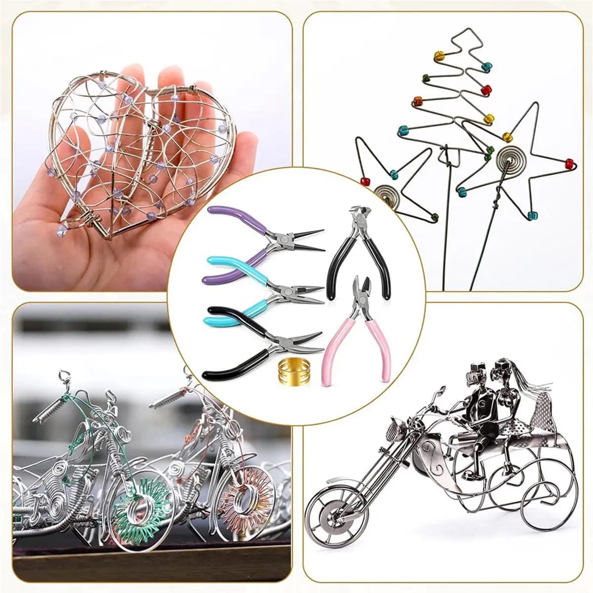5 Pcs Jewelry Pliers Set, Jewelry Making Tools Kit Needle-Nose Round-Nose Diagonal-Cutting Bent-Noses End-Cutting