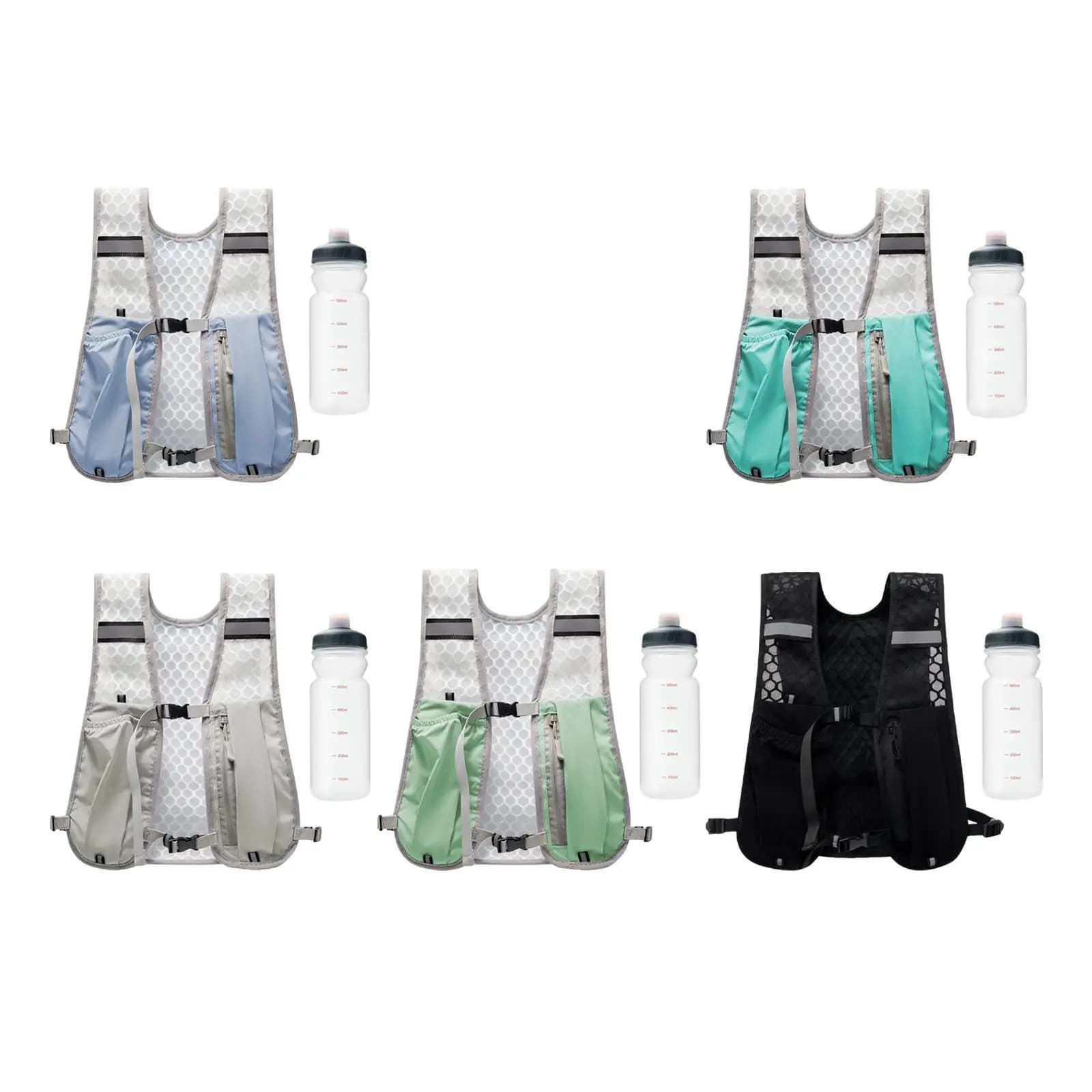 Gilet Idratazione Regolabile Traspirante Riflettente con Bottiglia d'Acqua per Allenamento Outdoor