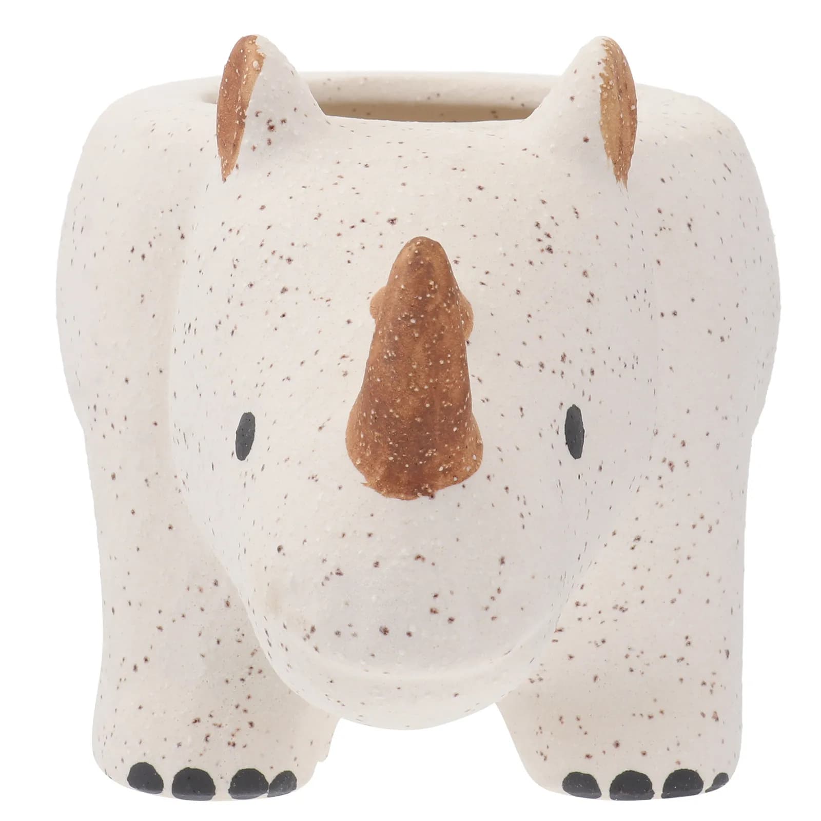Creative Ceramic Flower Pot Rhinoceros Shape Mini Planter for Artificial Plants Home Office Desk Decoration Gardening Flowerpot