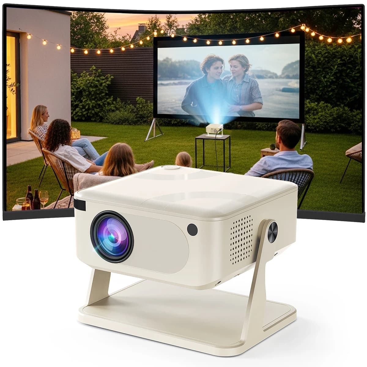 Mini proiettore 1080P HD 280 ANSI, proiettore cinematografico portatile 1GB 8GB Proiettore cinematografico Android 10 con Wifi6 BT5.2, per la casa all'aperto