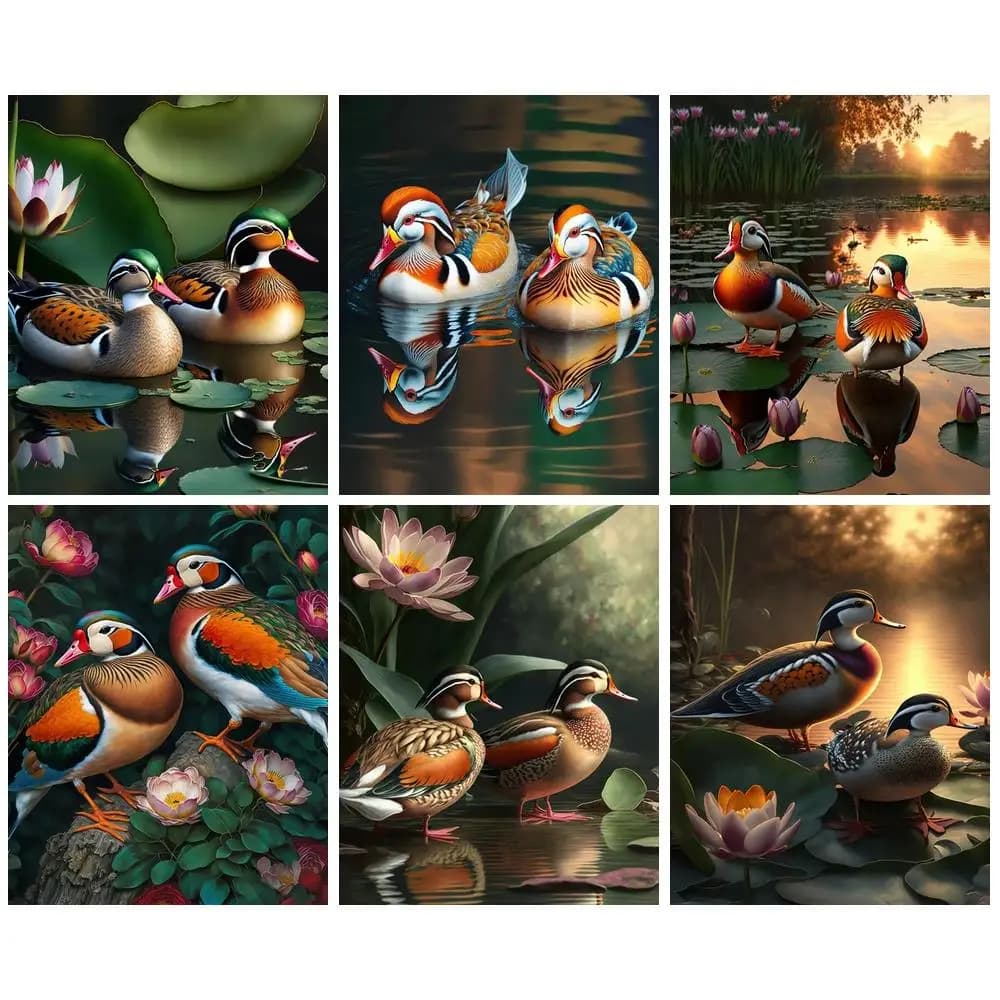 1pc frameless Pictures By Numbers To Paint Mandarin Duck Color By Number Paint Oil On Canvas Handpainted Kill Time Decoration Ho